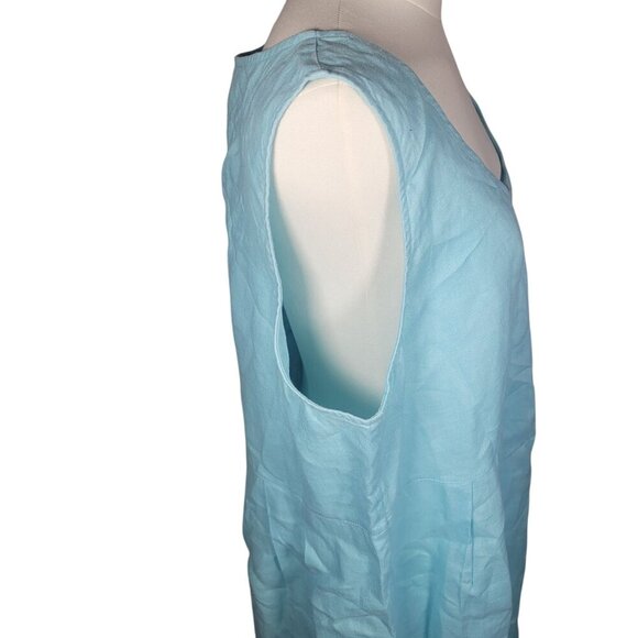 J. Jill Women Light Blue Sleeveless Lightweight Casual 100% Linen Dress Size L - Picture 3 of 9